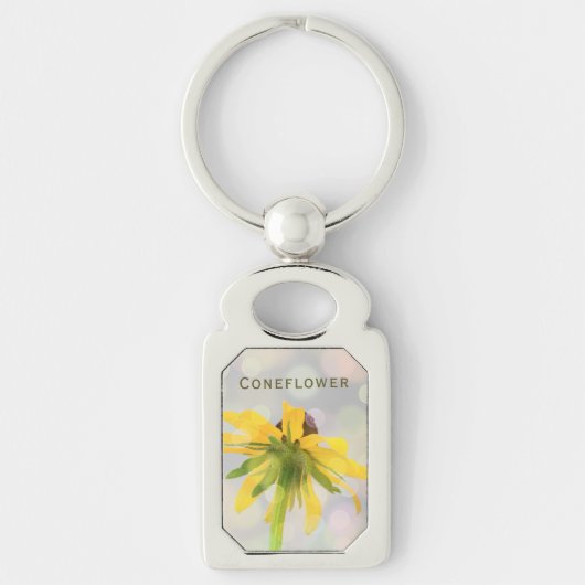 Aangepaste Geel Groene Coneflower Wild Floral Foto Sleutelhanger (Voorkant)