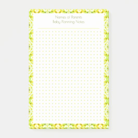 Aangepaste  geel puntenraster Nieuwe Mom Baby Plan Post-it® Notes (Voorkant)