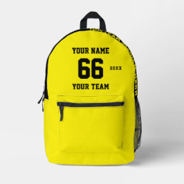 Aangepaste geel zwart Naam, Nummer, Team Sport Bedrukte Rugzak