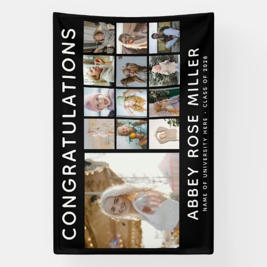 Aangepaste 'GEFELICITEERD' 13 Fotocollage Afstuder Spandoek (Verticaal)