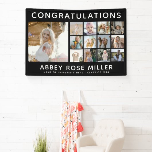 Aangepaste 'GEFELICITEERD' 13 Fotocollage Afstuder Spandoek (Insitu)