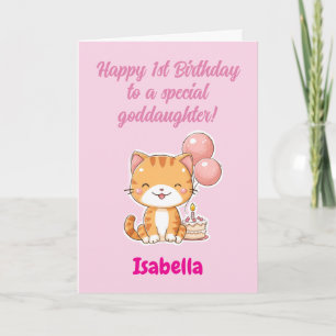 Aangepaste Gefeliciteerd 1e Verjaardag Goddochter, Kaart
