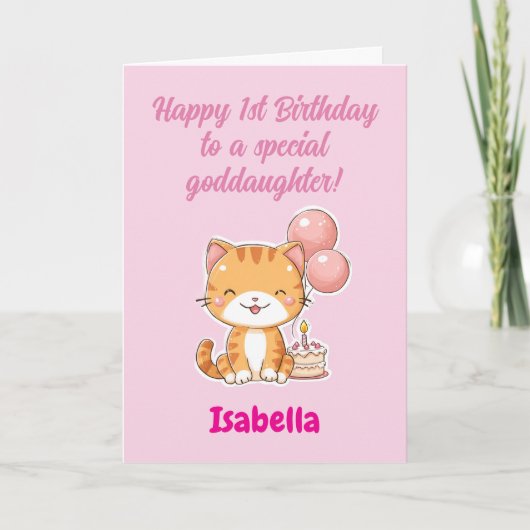 Aangepaste Gefeliciteerd 1e Verjaardag Goddochter, Kaart (Voorkant)