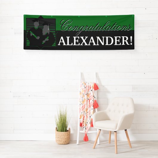 Aangepaste Gefeliciteerd afstuderen groene banner (Insitu)