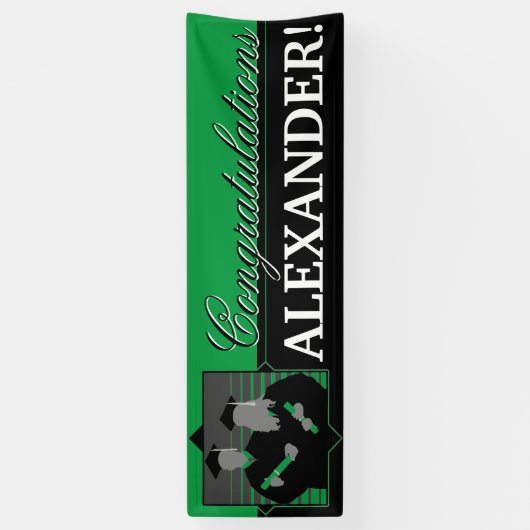 Aangepaste Gefeliciteerd afstuderen groene banner (Verticaal)