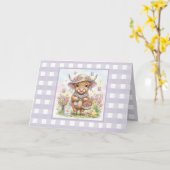 Aangepaste Gefeliciteerd Moederdag Oma Highland Ko Kaart (Gele Bloem)