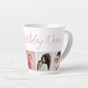 Aangepaste Gefeliciteerd Nana 5 Foto Collage Roze Latte Mok