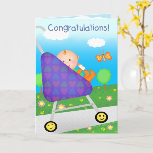 Aangepaste Gefeliciteerd Nieuwe Baby / Aankomst Kaart (Gele Bloem)