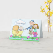 Aangepaste Gefeliciteerd Nieuwe Baby Wenskaart Kaart (Gele Bloem)