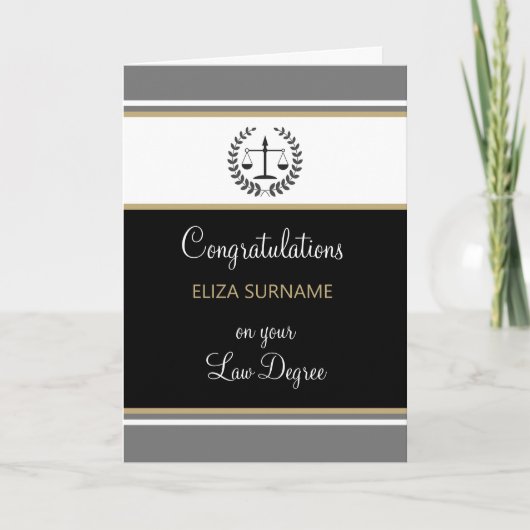 Aangepaste, Gefeliciteerd Recht diploma Afstuderen Kaart (Voorkant)