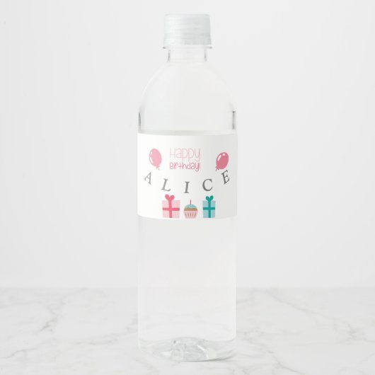 Aangepaste Gefeliciteerd Verjaardag Waterfles Etiket (Voorkant)