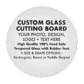 Aangepaste Gehard Glas Snijplank - 12" Rond (Voorkant)