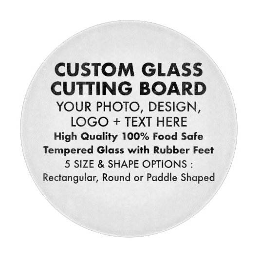 Aangepaste Gehard Glas Snijplank - 12" Rond (Voorkant)