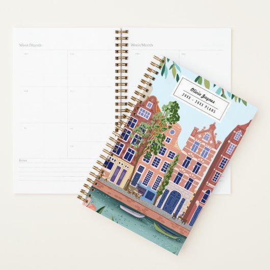 Aangepaste geïllustreerde Amsterdam reis cadeau 20 Planner (Display)