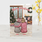 Aangepaste geïllustreerde beste vriend kerst Kaart (Gele Bloem)