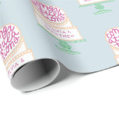 Aangepaste, geïllustreerde bruidstaart Gefelicitee Cadeaupapier (Rol Hoek)