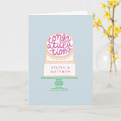 Aangepaste, geïllustreerde bruidstaart Gefelicitee Kaart (Gele Bloem)