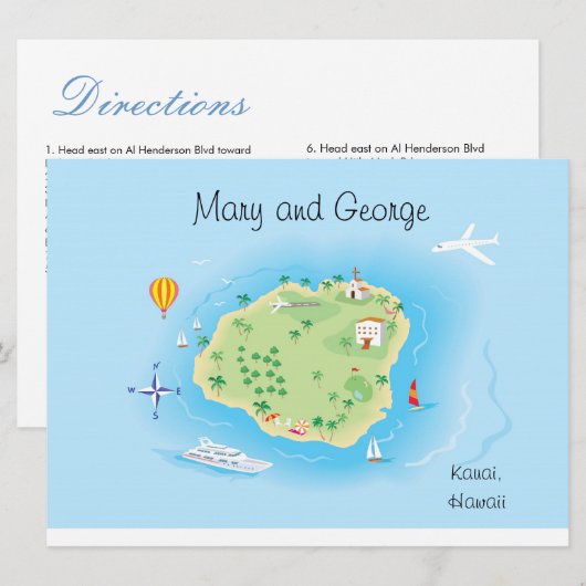 Aangepaste geïllustreerde huwelijkskaart (eerst vr kaart (Voorkant / Achterkant)