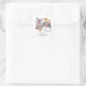 Aangepaste geïllustreerde suikerbloem eierkeukenba vierkante sticker (Tas)