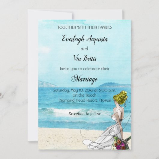 Aangepaste geïllustreerde uitnodiging voor weddens (Voorkant)