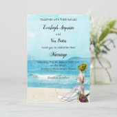 Aangepaste geïllustreerde uitnodiging voor weddens (Staand voorkant)