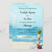 Aangepaste geïllustreerde uitnodiging voor weddens (Voorkant / Achterkant)