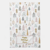 Aangepaste Geïllustreerde Winter Bomen Keuken Hand Theedoek (Verticaal)