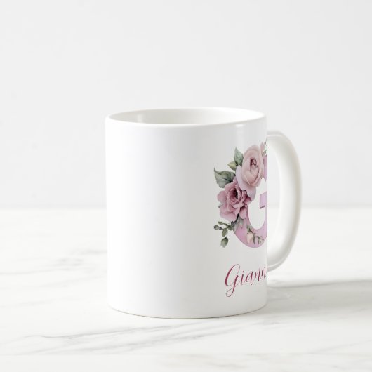 Aangepaste -geïnspireerde Blush Pink Letter G Koffiemok (Voorkant rechts)