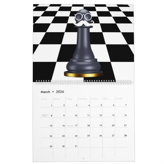 Aangepaste Gekke Chess Kalender (Mar 2026)