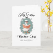 Aangepaste Gekke Goose Teacher Club Wenskaart Kaart (Gele Bloem)