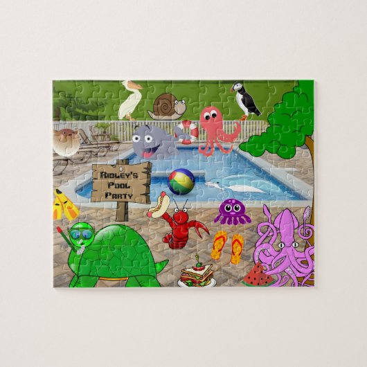 Aangepaste Gekke kinderpool Legpuzzel (Horizontaal)