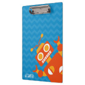 Aangepaste Gekke Oranje robot Blue Chevron Boys Klembord (Links)