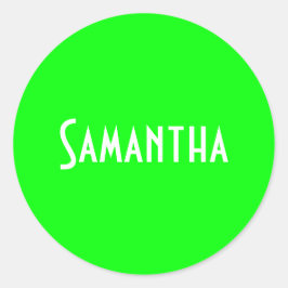Aangepaste gekleurde Neon Green voeg een naam toe Ronde Sticker