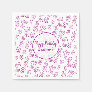 Aangepaste gekoppelde Paarse harten patroonpatrone Servet