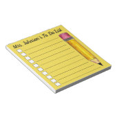 Aangepaste gele #2 Potlood leraar om lijst te doen Notitieblok (Schuin)