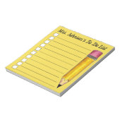 Aangepaste gele #2 Potlood leraar om lijst te doen Notitieblok (Linkerzijde)