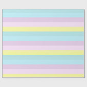 Aangepaste gele blauwe paarse pasteltinten strepen cadeaupapier (Vlak)