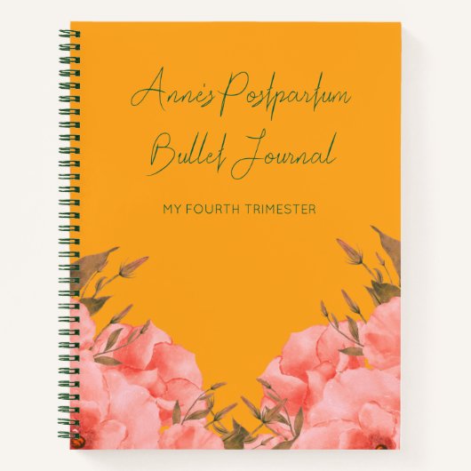 Aangepaste Gele Bloem Bullet Journal Nieuwe Moeder Notitieboek (Voorkant)