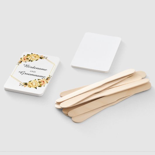 Aangepaste gele bruiloft Set van fans Handwaaier (Niet-gemonteerd)