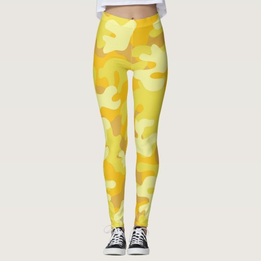 Aangepaste gele Camouflage-Leggings Leggings (Voorkant)