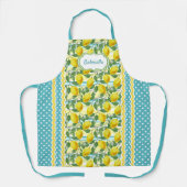 Aangepaste gele citroenen groene bladeren op turqu schort (Voorkant)