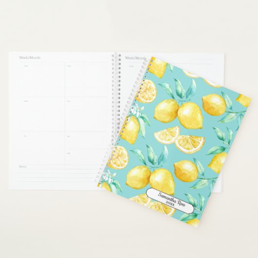 Aangepaste Gele Citroenen Lichtblauw Planner (Display)