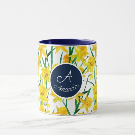 Aangepaste gele Daffodil Pattern Mok (Midden)