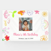 Aangepaste gele gele verjaardagsbanner paars spandoek (Horizontaal)