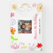 Aangepaste gele gele verjaardagsbanner paars spandoek (Verticaal)