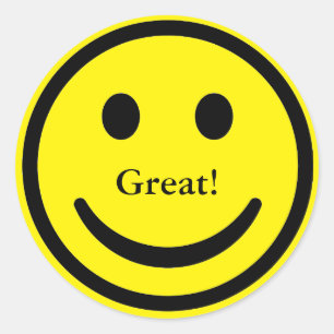 Aangepaste gele glimlach gezicht grote tekst Stick Ronde Sticker