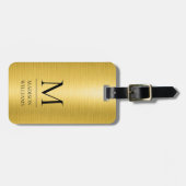 Aangepaste gele gouden plaat textuur strepen patro bagagelabel (Voorkant horizontaal)