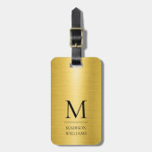Aangepaste gele gouden plaat textuur strepen patro bagagelabel (Voorkant verticaal)