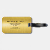 Aangepaste gele gouden plaat textuur strepen patro bagagelabel (Achterkant horizontaal)