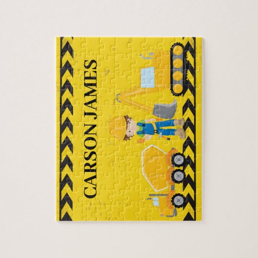 Aangepaste gele Kinderen voor bouwwagens Legpuzzel (Verticaal)